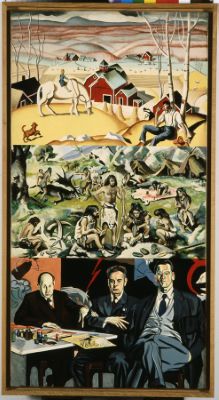 Paul Sample: Janitor’s Holiday (1936); D.D. Korine: Portrait des peintres du peuple de l’URSS
(Portrett af málurum sovéskrar alþýðu) (1958)