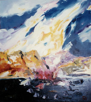 Gullfjöll við svartan sand