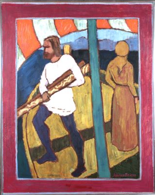 Ingólfur varpar öndvegissúlum fyrir borð