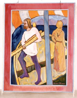 Ingólfur varpar öndvegissúlu fyrir borð