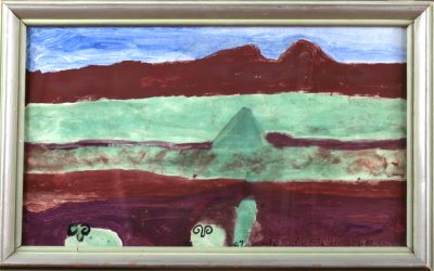 Grænir hrútar í landslagi