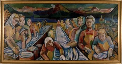 Stúlkur við söltun