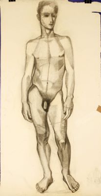 Módel, nakinn maður