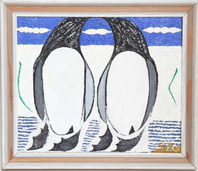 Mörgæsarhjón á Suðurpólslandinu